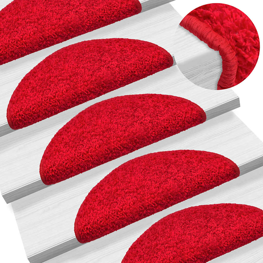 vidaXL Stair Mats 15 pcs 56x17x3 cm Red Half Round 1