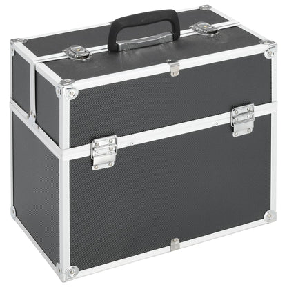 91833 vidaXL Make-up Case 38x23x34 cm Black Aluminium 1