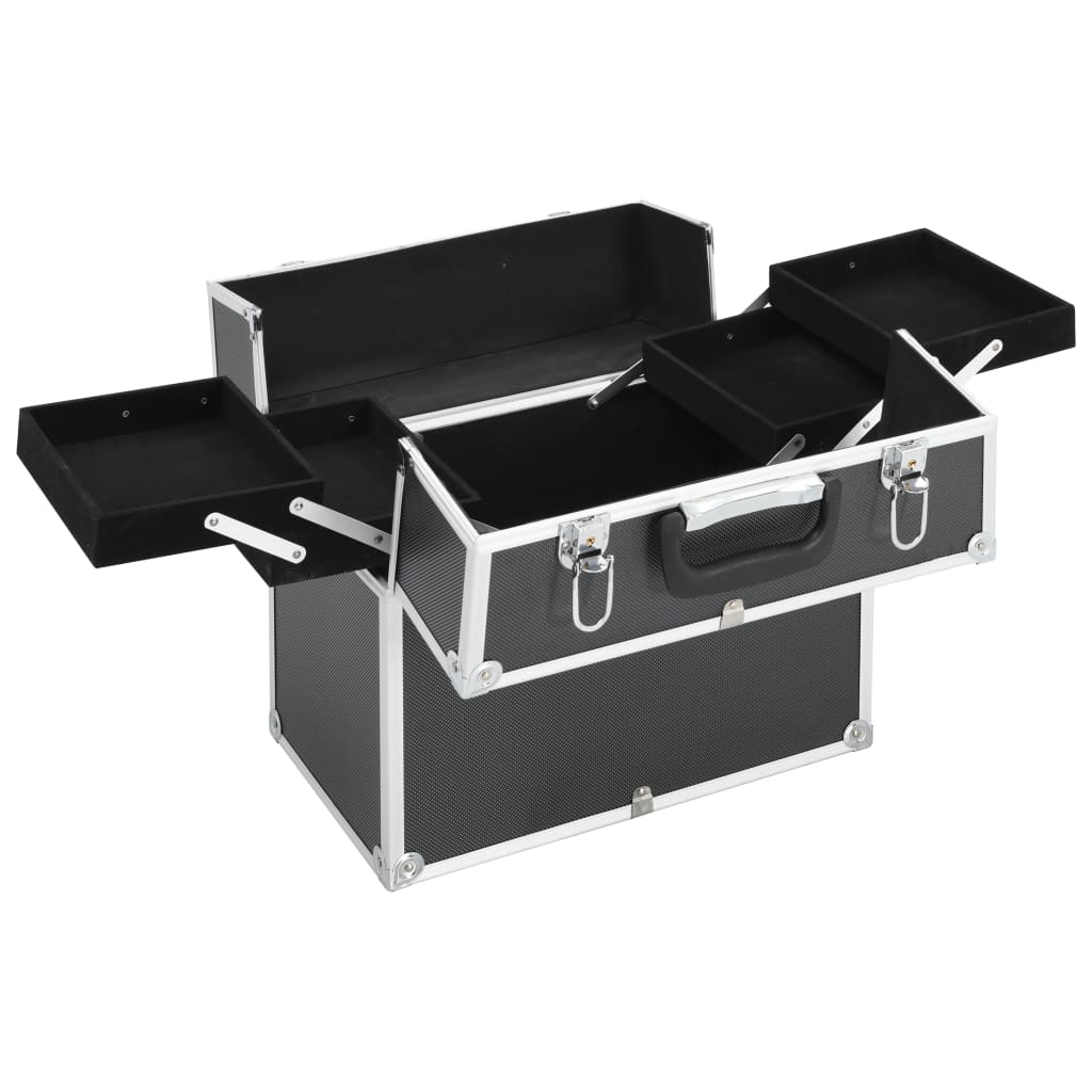 91833 vidaXL Make-up Case 38x23x34 cm Black Aluminium 2