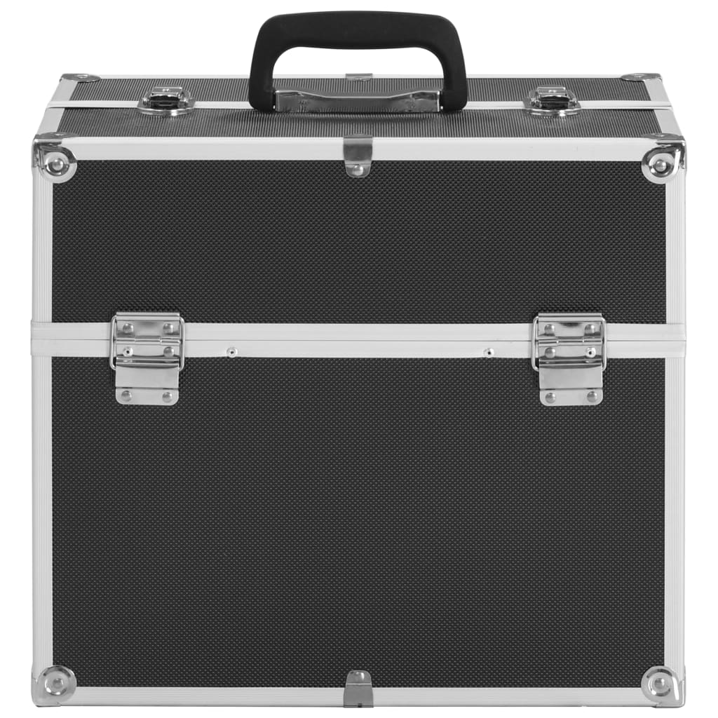 91833 vidaXL Make-up Case 38x23x34 cm Black Aluminium 3