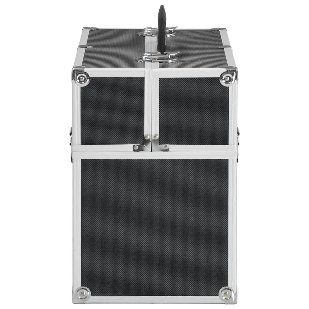 91833 vidaXL Make-up Case 38x23x34 cm Black Aluminium 4