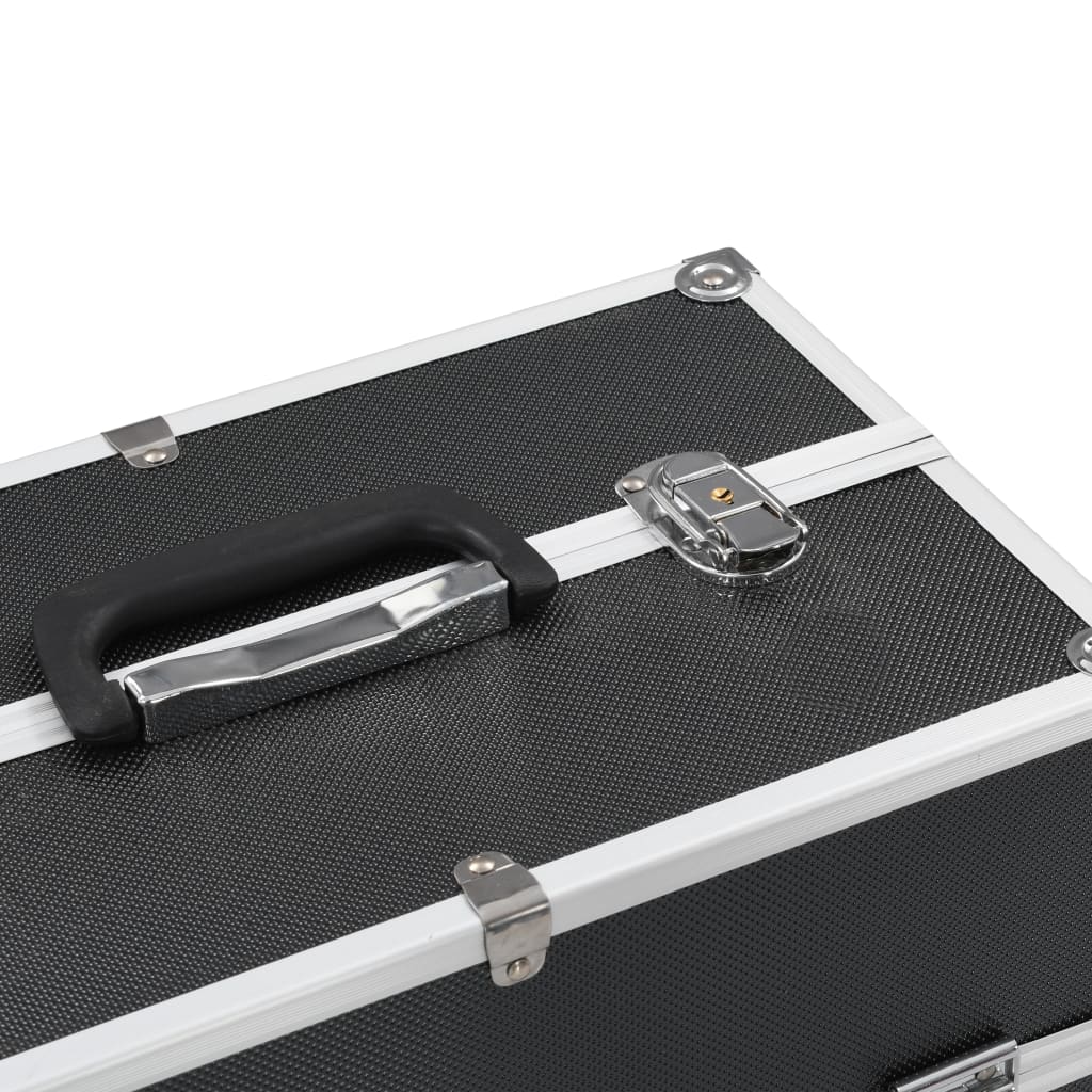 91833 vidaXL Make-up Case 38x23x34 cm Black Aluminium 5