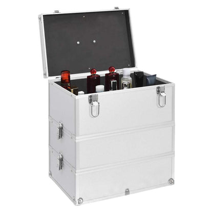 vidaXL Make-up Case 37x24x40 cm Silver Aluminium 2