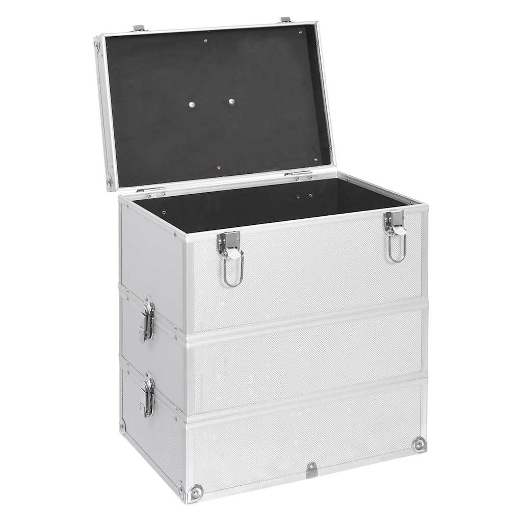 vidaXL Make-up Case 37x24x40 cm Silver Aluminium 4