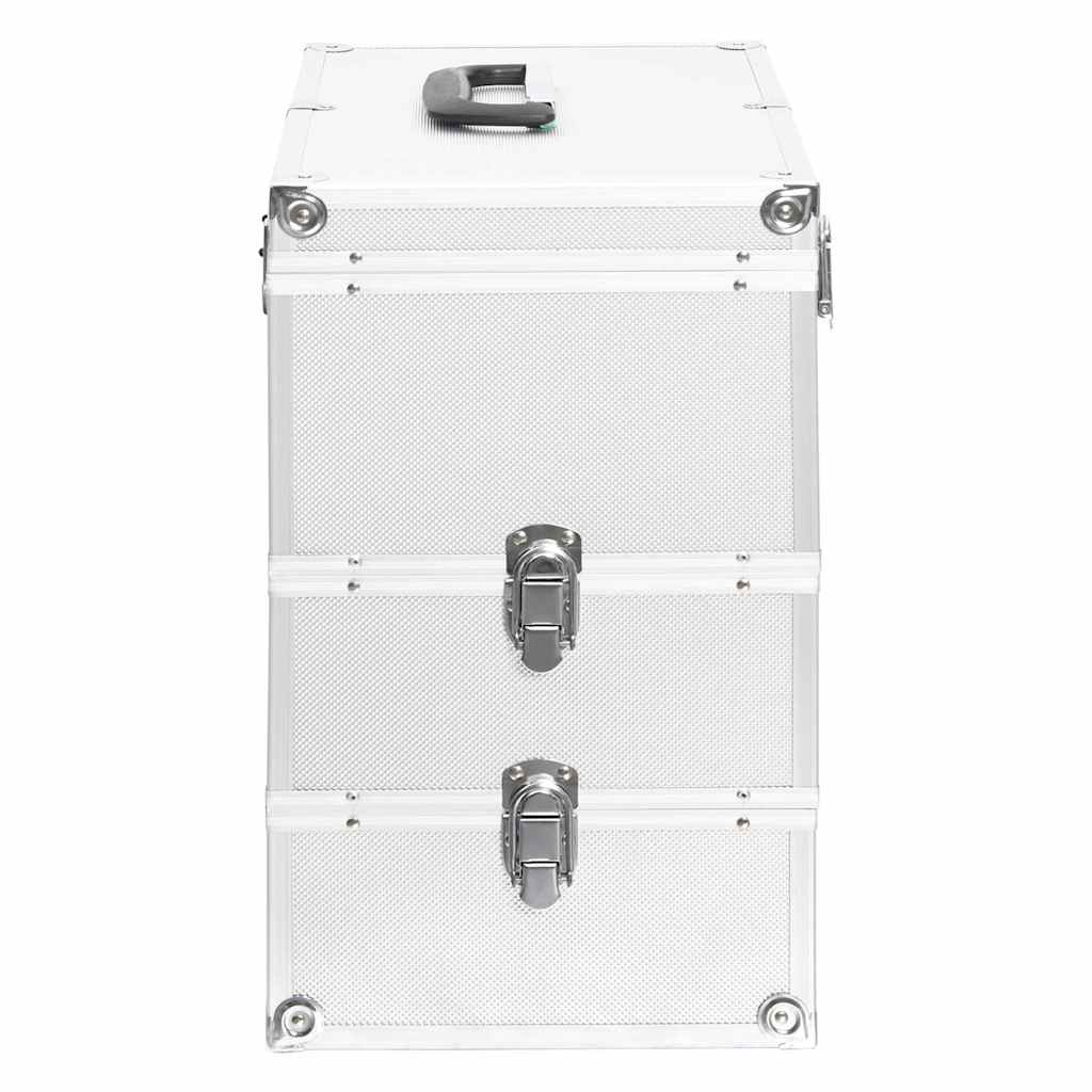 vidaXL Make-up Case 37x24x40 cm Silver Aluminium 5