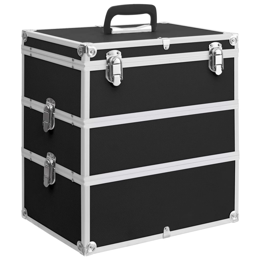 vidaXL Make-up Case 37x24x40 cm Black Aluminium 1