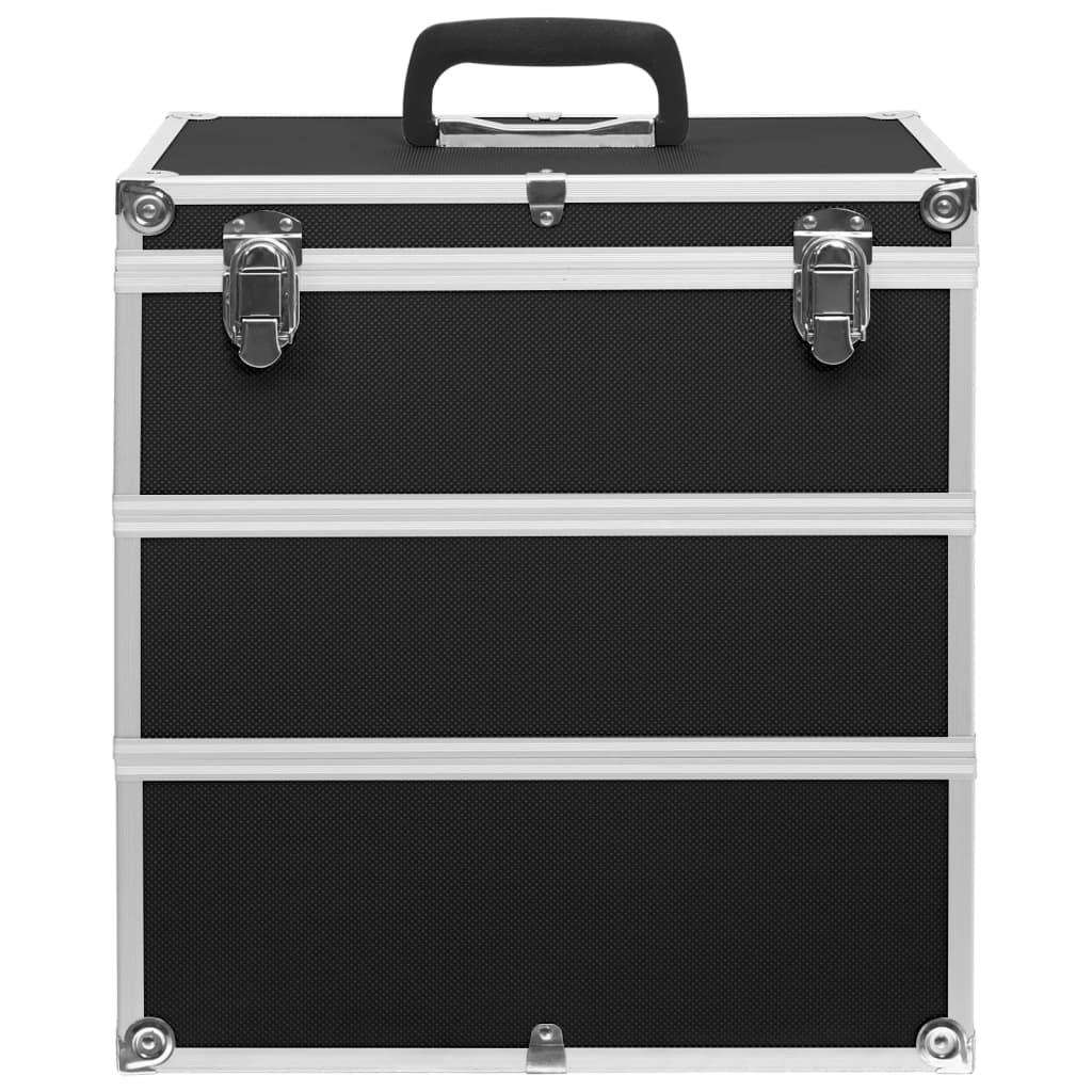 vidaXL Make-up Case 37x24x40 cm Black Aluminium 3