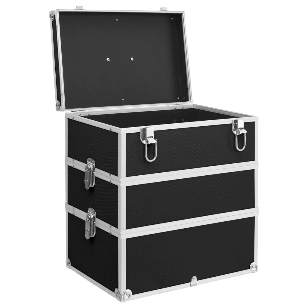 vidaXL Make-up Case 37x24x40 cm Black Aluminium 4