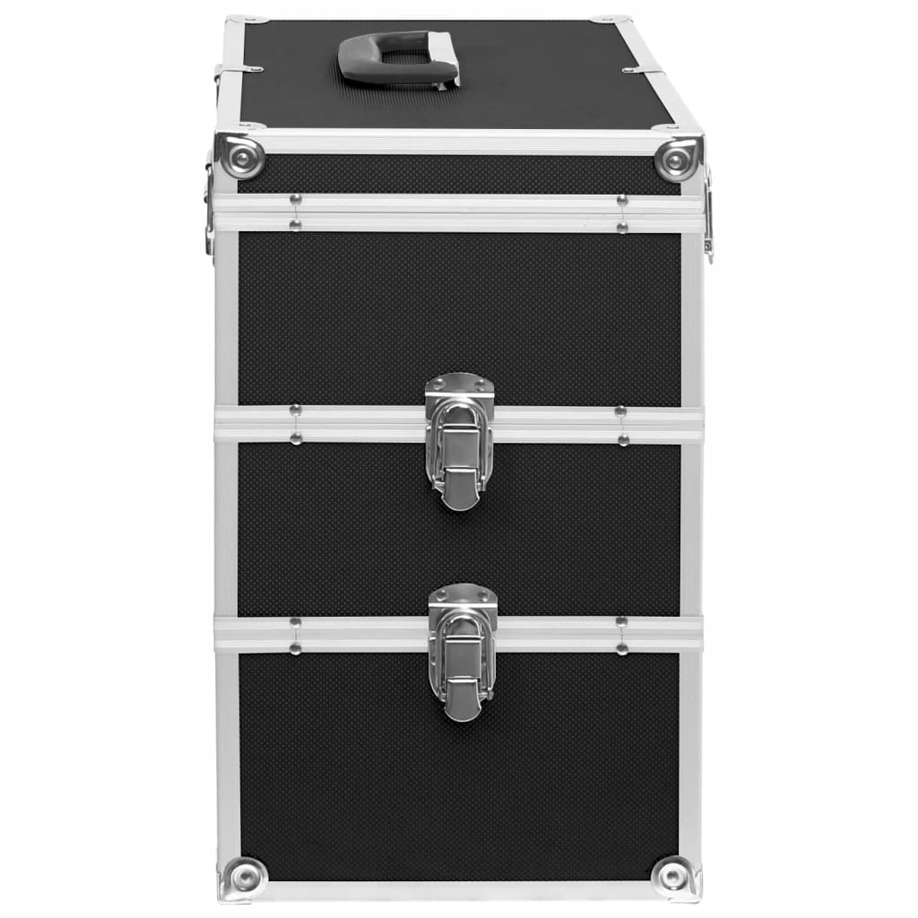 vidaXL Make-up Case 37x24x40 cm Black Aluminium 5