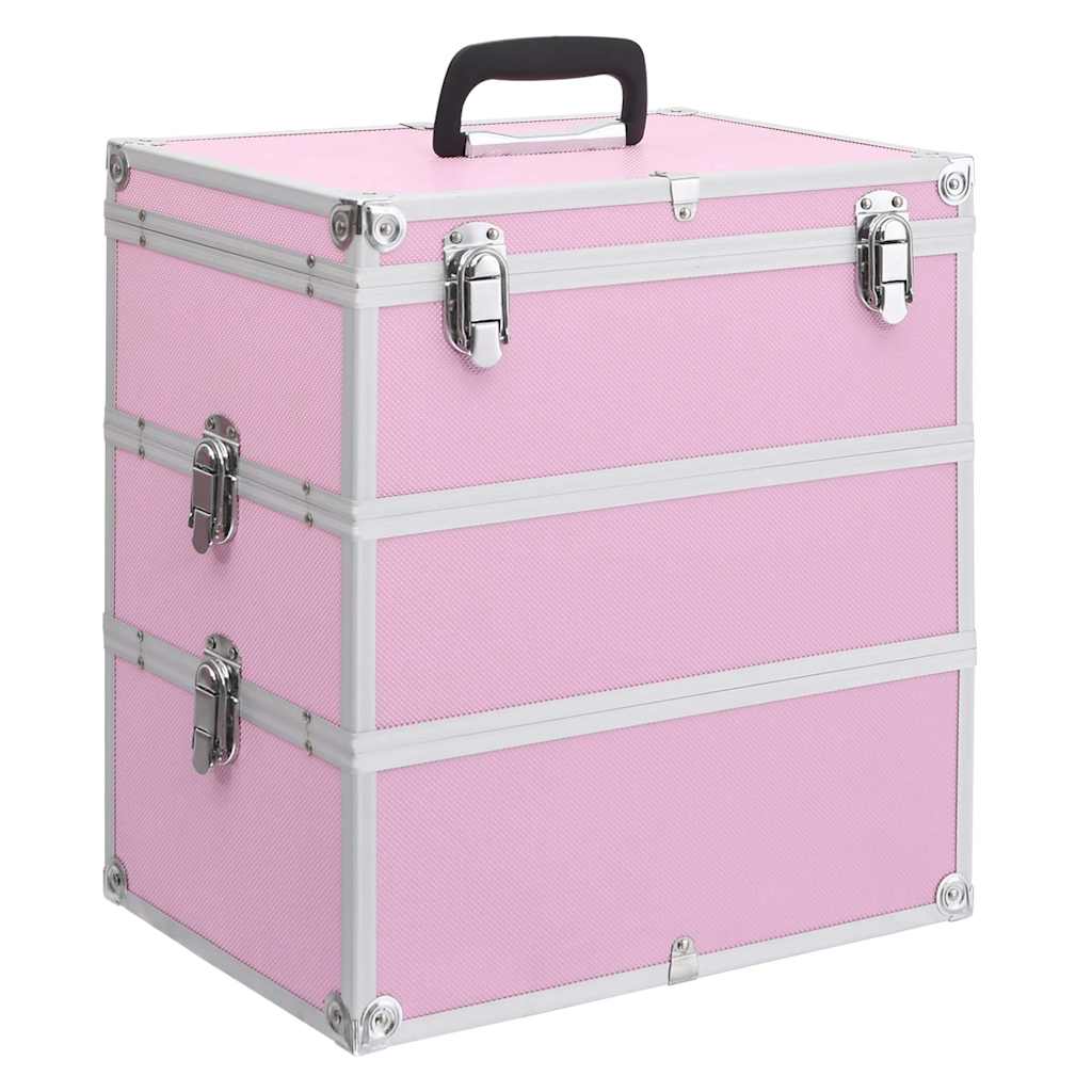 vidaXL Make-up Case 37x24x40 cm Pink Aluminium 1