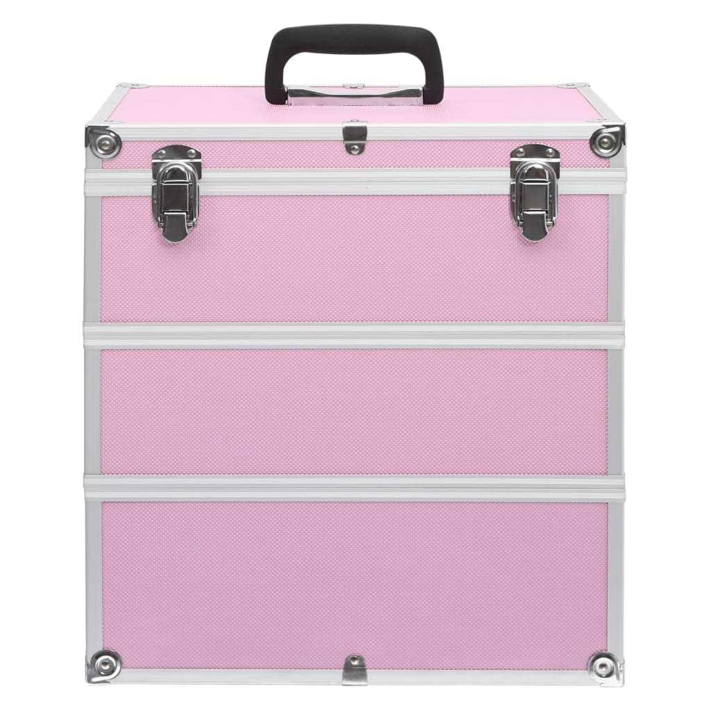 vidaXL Make-up Case 37x24x40 cm Pink Aluminium 3