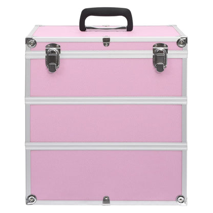vidaXL Make-up Case 37x24x40 cm Pink Aluminium 3