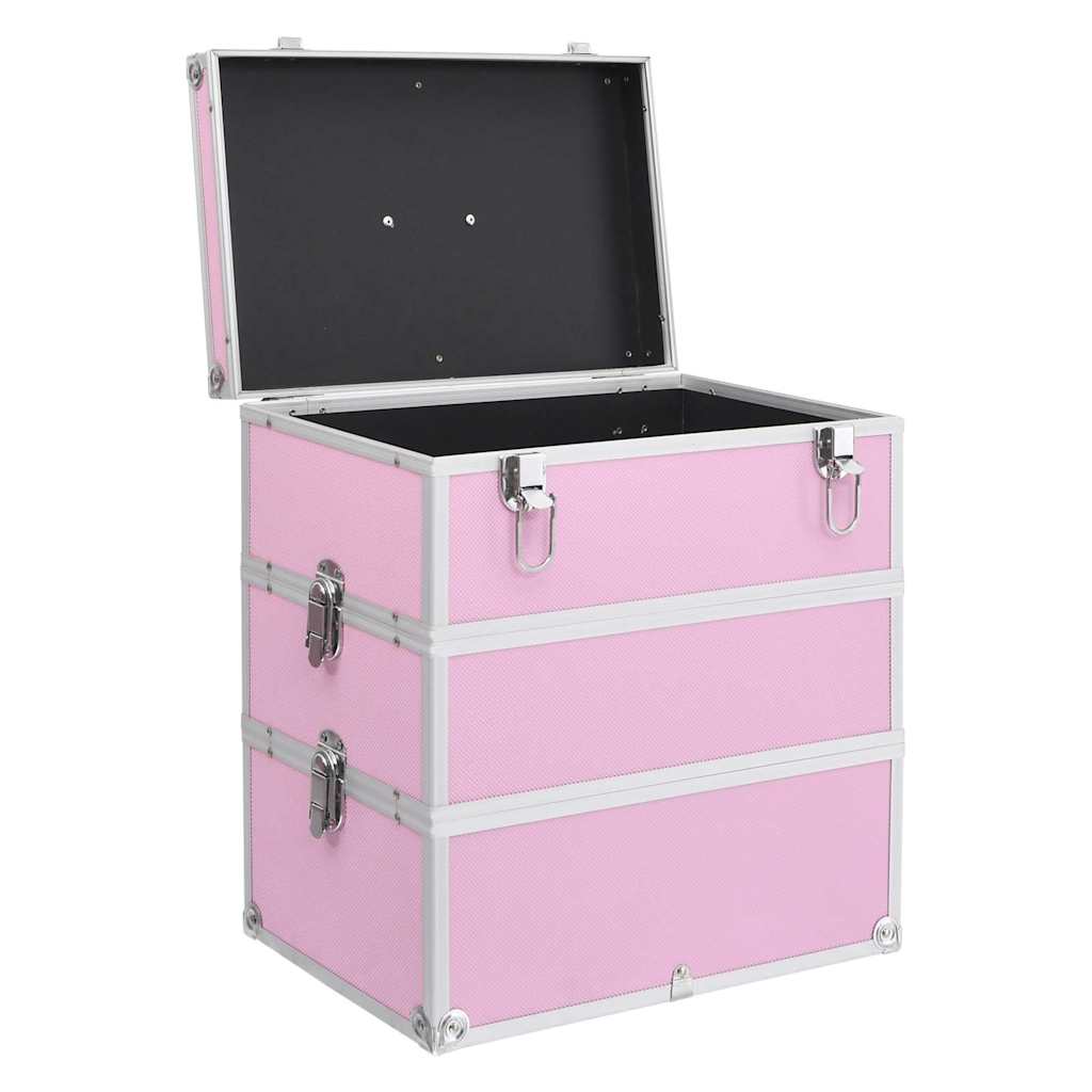 vidaXL Make-up Case 37x24x40 cm Pink Aluminium 4