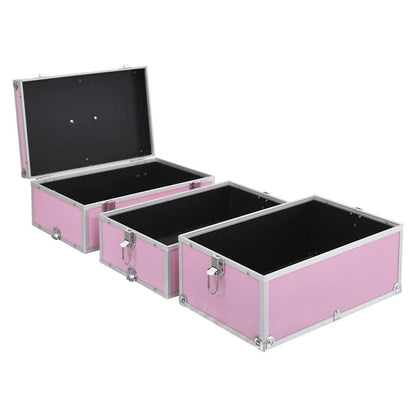 vidaXL Make-up Case 37x24x40 cm Pink Aluminium 6