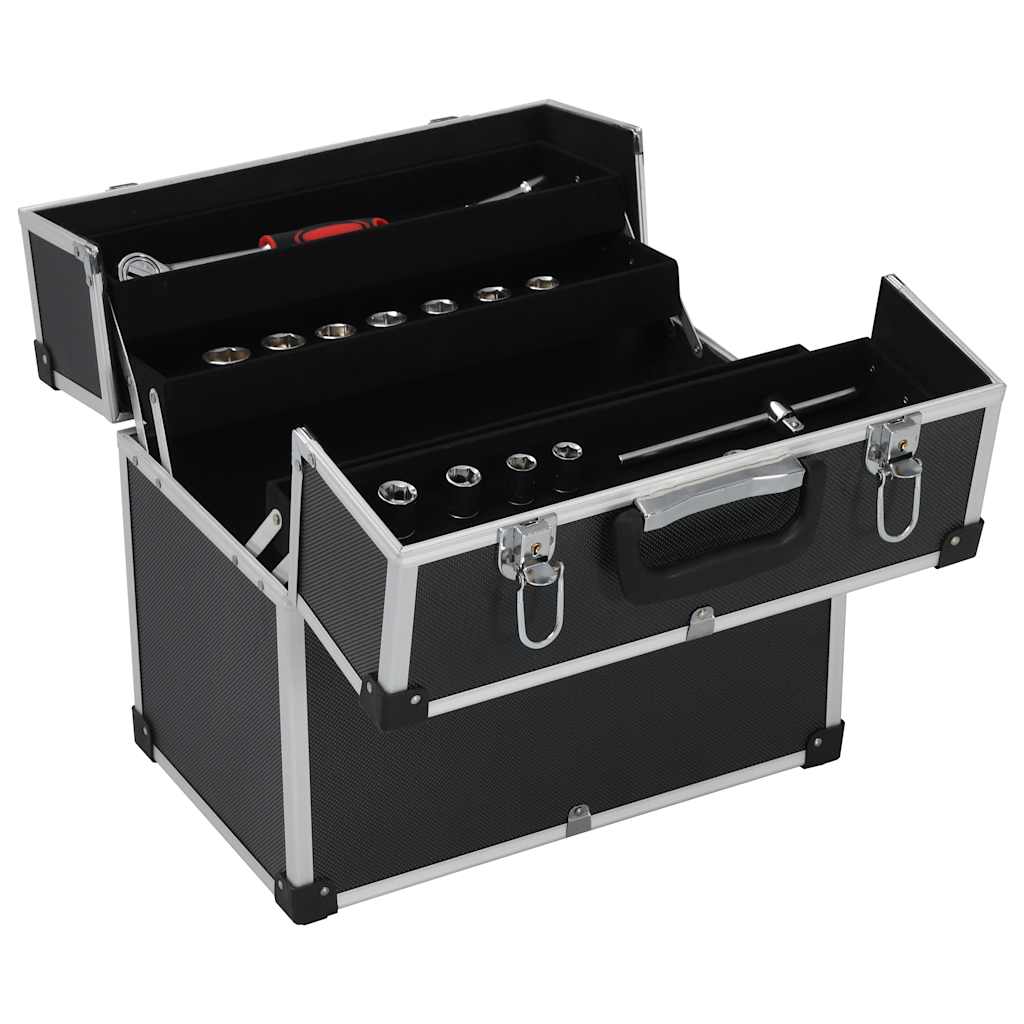vidaXL Tool Case 38x22.5x34 cm Black Aluminum 2