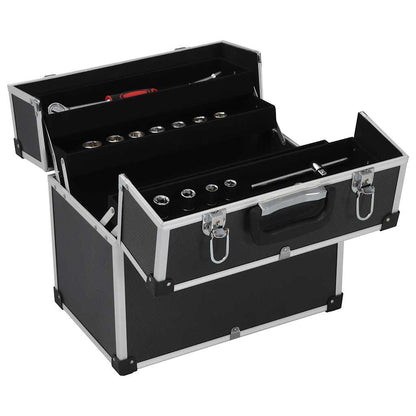 vidaXL Tool Case 38x22.5x34 cm Black Aluminum 2
