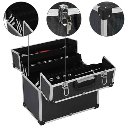 vidaXL Tool Case 38x22.5x34 cm Black Aluminum 3