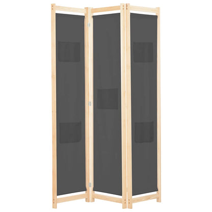 vidaXL 3-Panel Room Divider Grey 120x170x4 cm Fabric 1