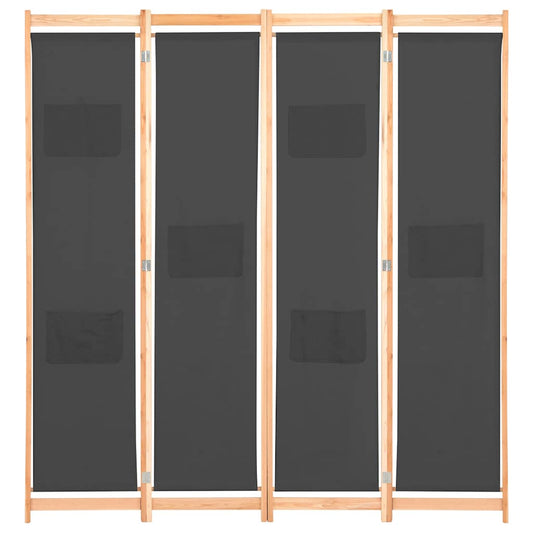248176 vidaXL 4-Panel Room Divider Grey 160x170x4 cm Fabric 2