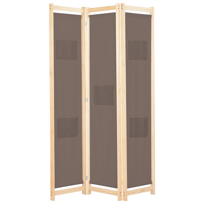 vidaXL 3-Panel Room Divider Brown 120x170x4 cm Fabric 1