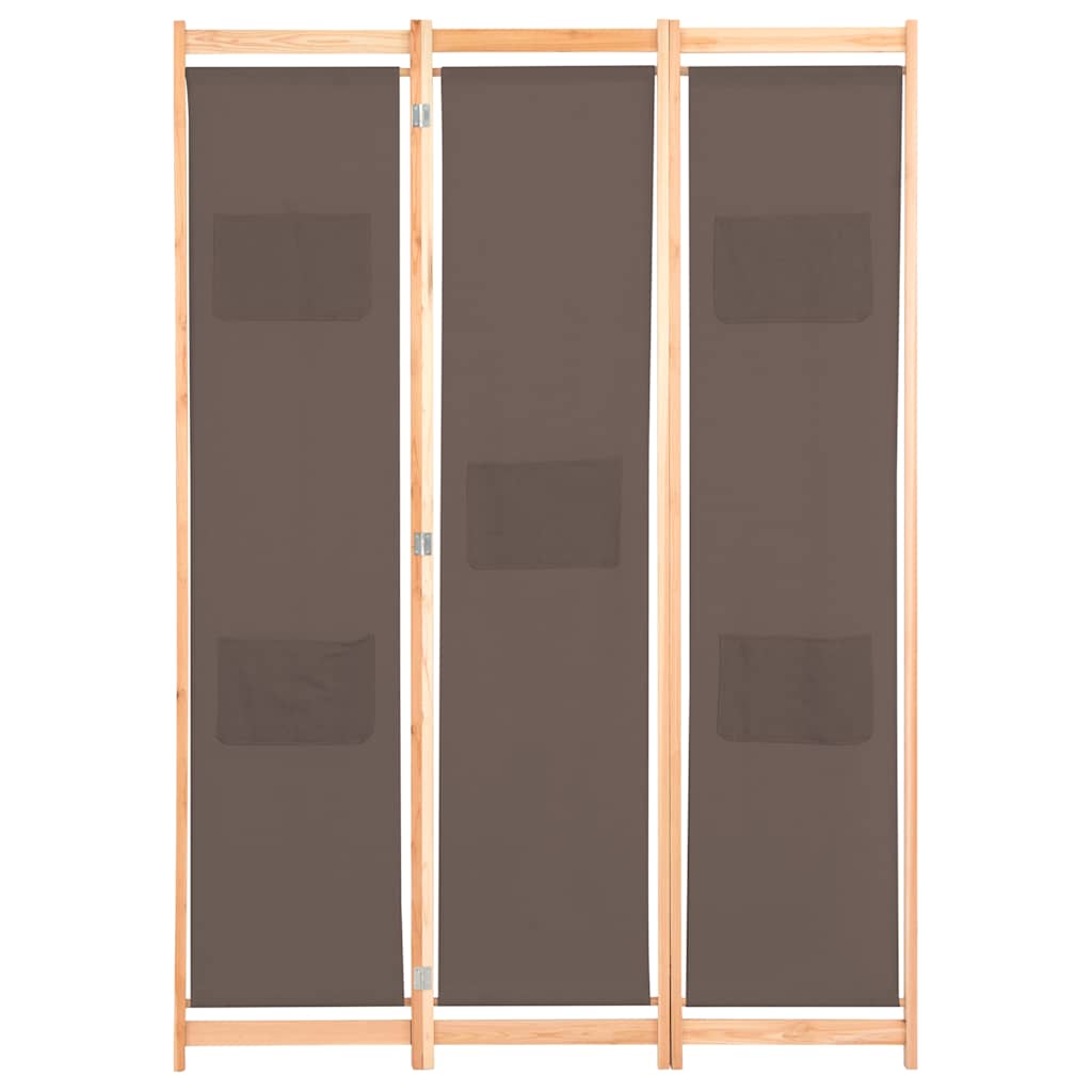 vidaXL 3-Panel Room Divider Brown 120x170x4 cm Fabric 2