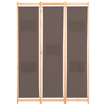 vidaXL 3-Panel Room Divider Brown 120x170x4 cm Fabric 2