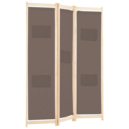 vidaXL 3-Panel Room Divider Brown 120x170x4 cm Fabric 3