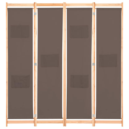 vidaXL 4-Panel Room Divider Brown 160x170x4 cm Fabric 2