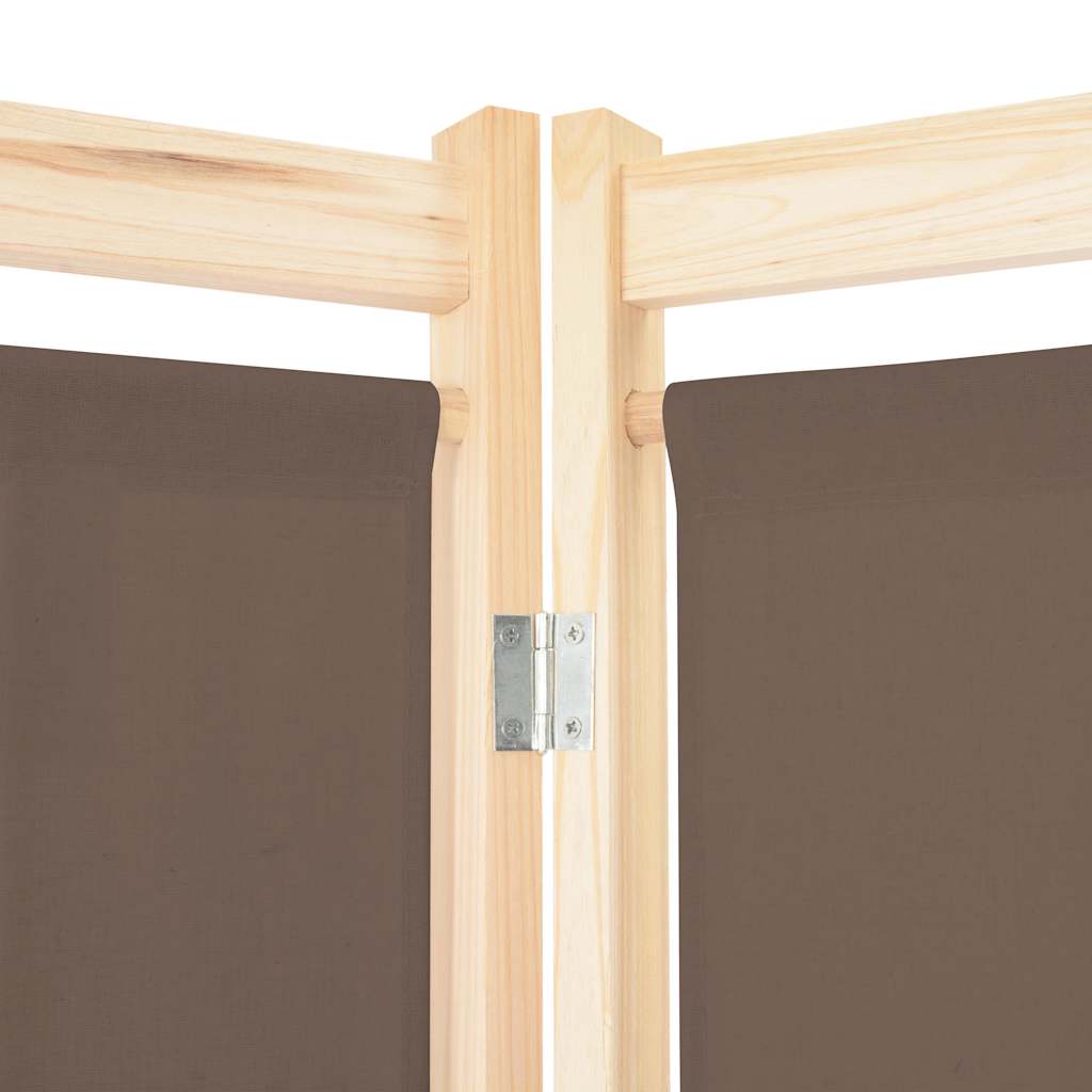 vidaXL 4-Panel Room Divider Brown 160x170x4 cm Fabric 5