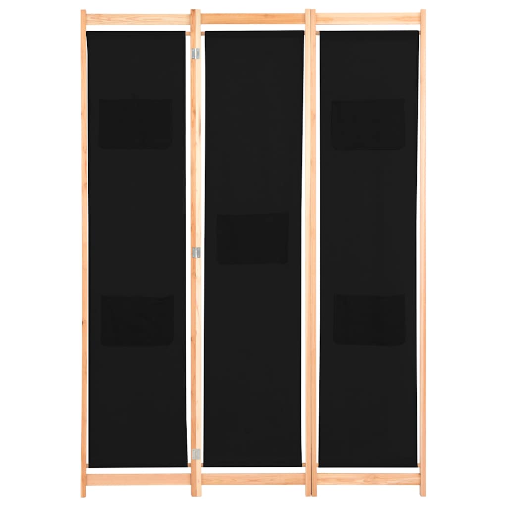 vidaXL 3-Panel Room Divider Black 120x170x4 cm Fabric 2
