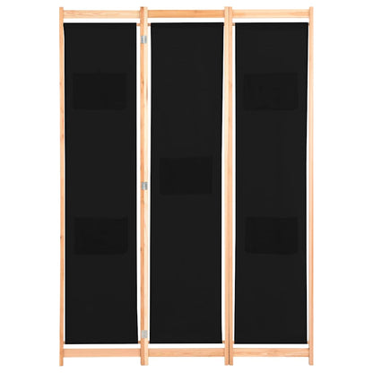 vidaXL 3-Panel Room Divider Black 120x170x4 cm Fabric 2