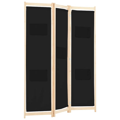 vidaXL 3-Panel Room Divider Black 120x170x4 cm Fabric 3