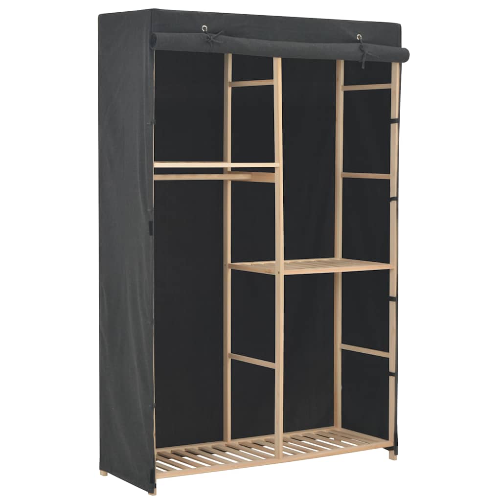 vidaXL Wardrobe | Grey | Cotton, Polyester, Solid Fir Wood | Medium | Wardrobe 1