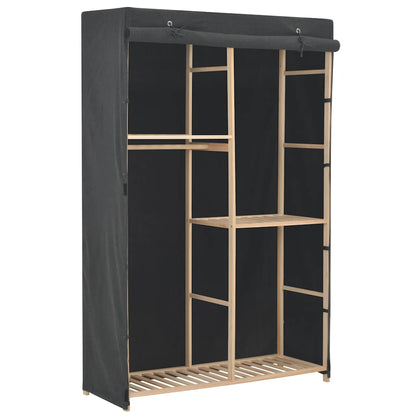 vidaXL Wardrobe | Grey | Cotton, Polyester, Solid Fir Wood | Medium | Wardrobe 1