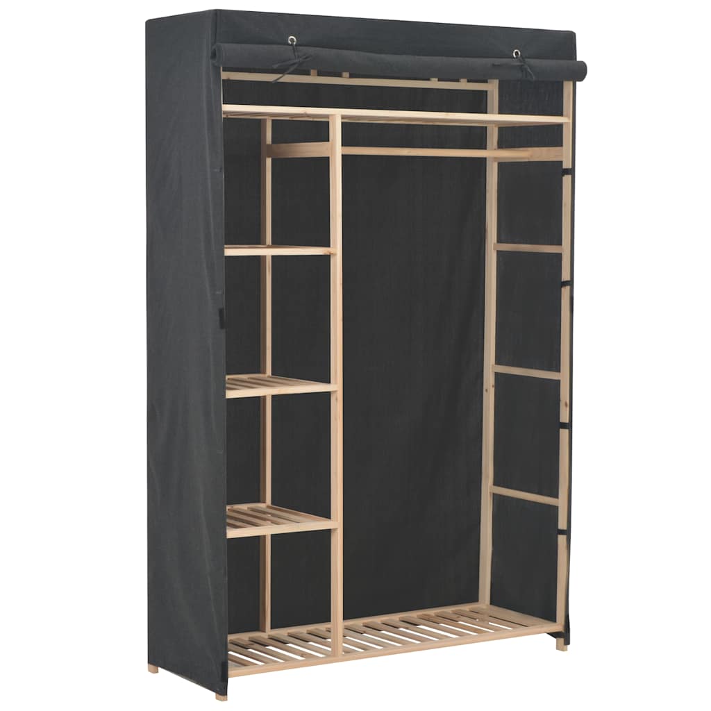 vidaXL Wardrobe | Grey | Cotton and Polyester fabric with Fir wood frame 1
