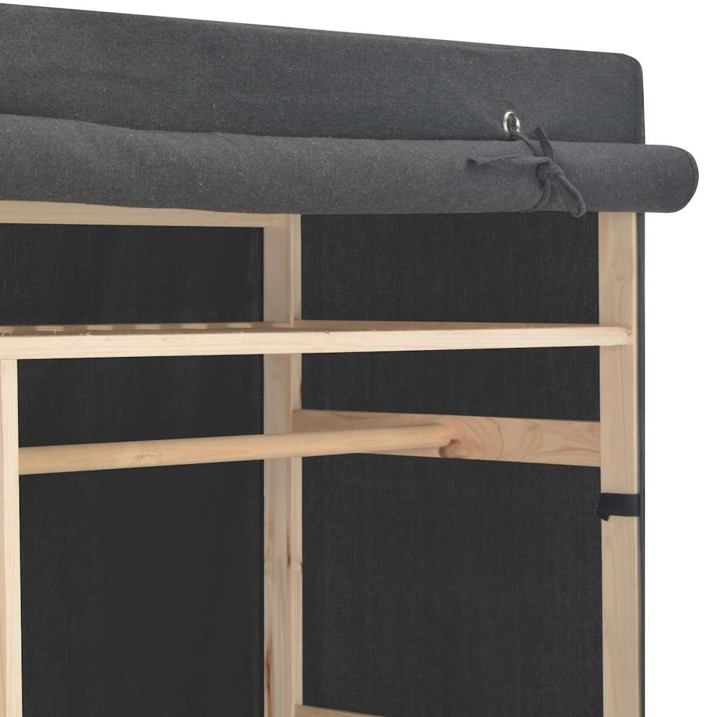 vidaXL Wardrobe | Grey | Cotton and Polyester fabric with Fir wood frame 4