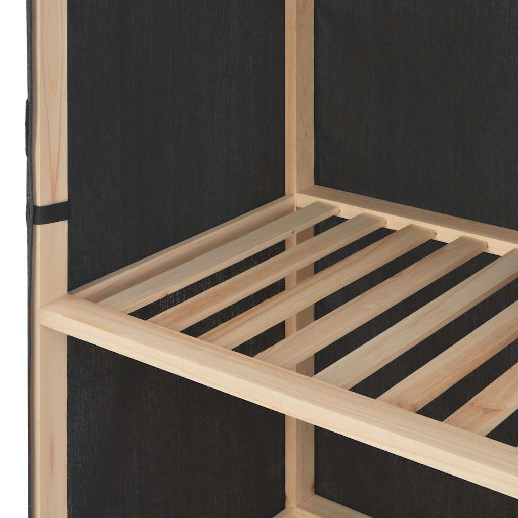 vidaXL Wardrobe | Grey | Cotton and Polyester fabric with Fir wood frame 5