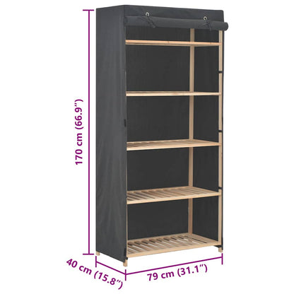 vidaXL Wardrobe | Grey | Cotton 55%, Polyester 45%, Wooden frame | 79x40x170 cm 6