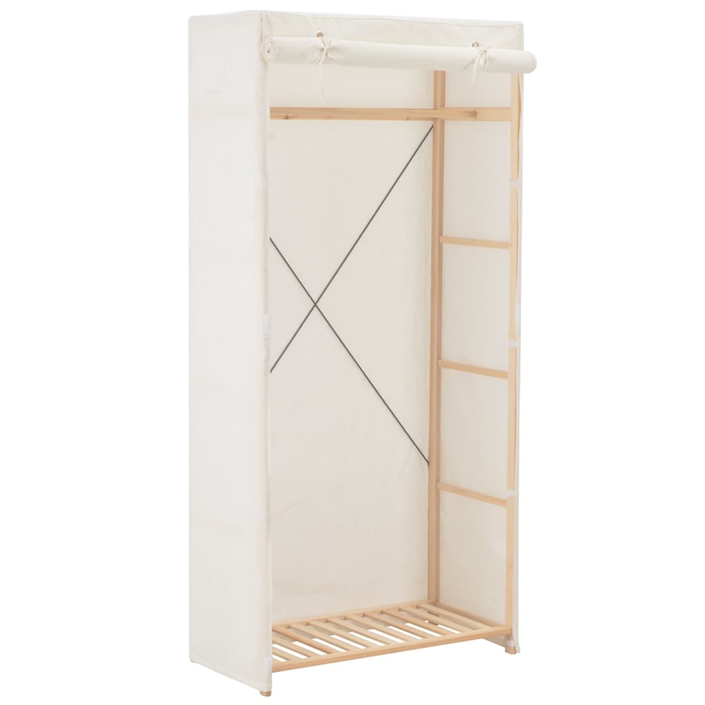 vidaXL Wardrobe | White | Fabric and solid fir wood frame | 79 x 40 x 170 cm 1