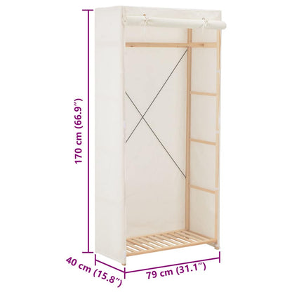 vidaXL Wardrobe | White | Fabric and solid fir wood frame | 79 x 40 x 170 cm 6