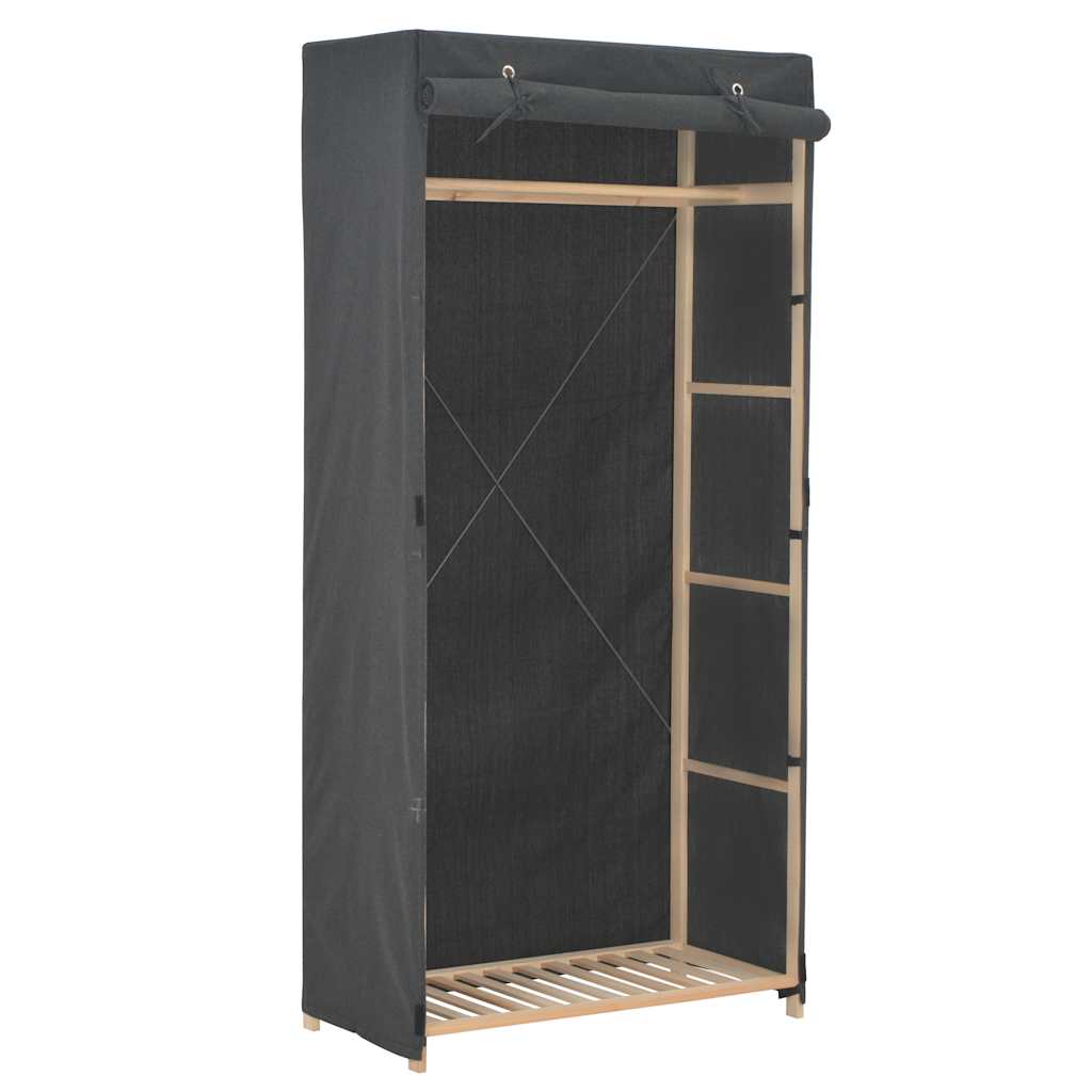vidaXL Wardrobe | Grey | 60% Cotton, 40% Polyester Fabric, Solid Fir Wood 1