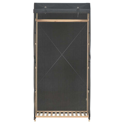 vidaXL Wardrobe | Grey | 60% Cotton, 40% Polyester Fabric, Solid Fir Wood 2