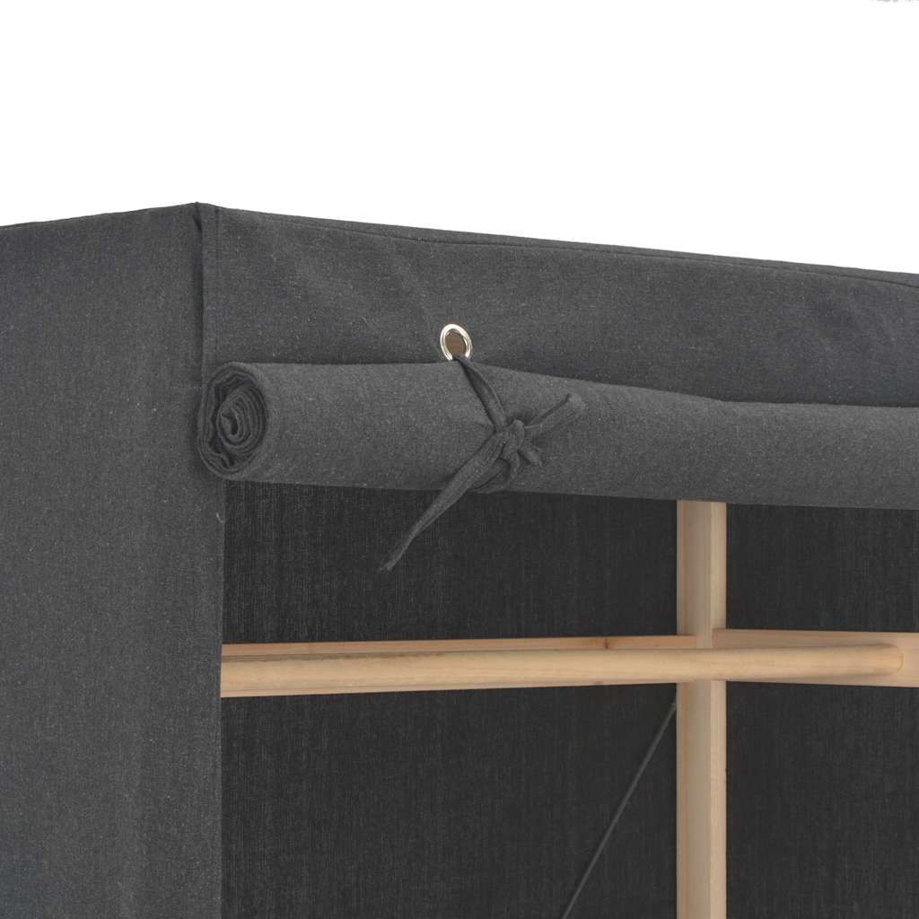 vidaXL Wardrobe | Grey | 60% Cotton, 40% Polyester Fabric, Solid Fir Wood 4