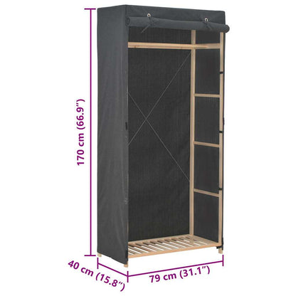 vidaXL Wardrobe | Grey | 60% Cotton, 40% Polyester Fabric, Solid Fir Wood 6