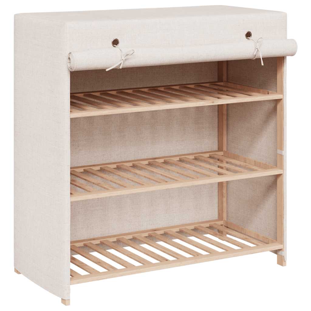 vidaXL Shoe Cabinet | White | Fabric and solid fir wood | Medium | Lightweight 2