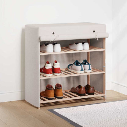 vidaXL Shoe Cabinet | White | Fabric and solid fir wood | Medium | Lightweight 1