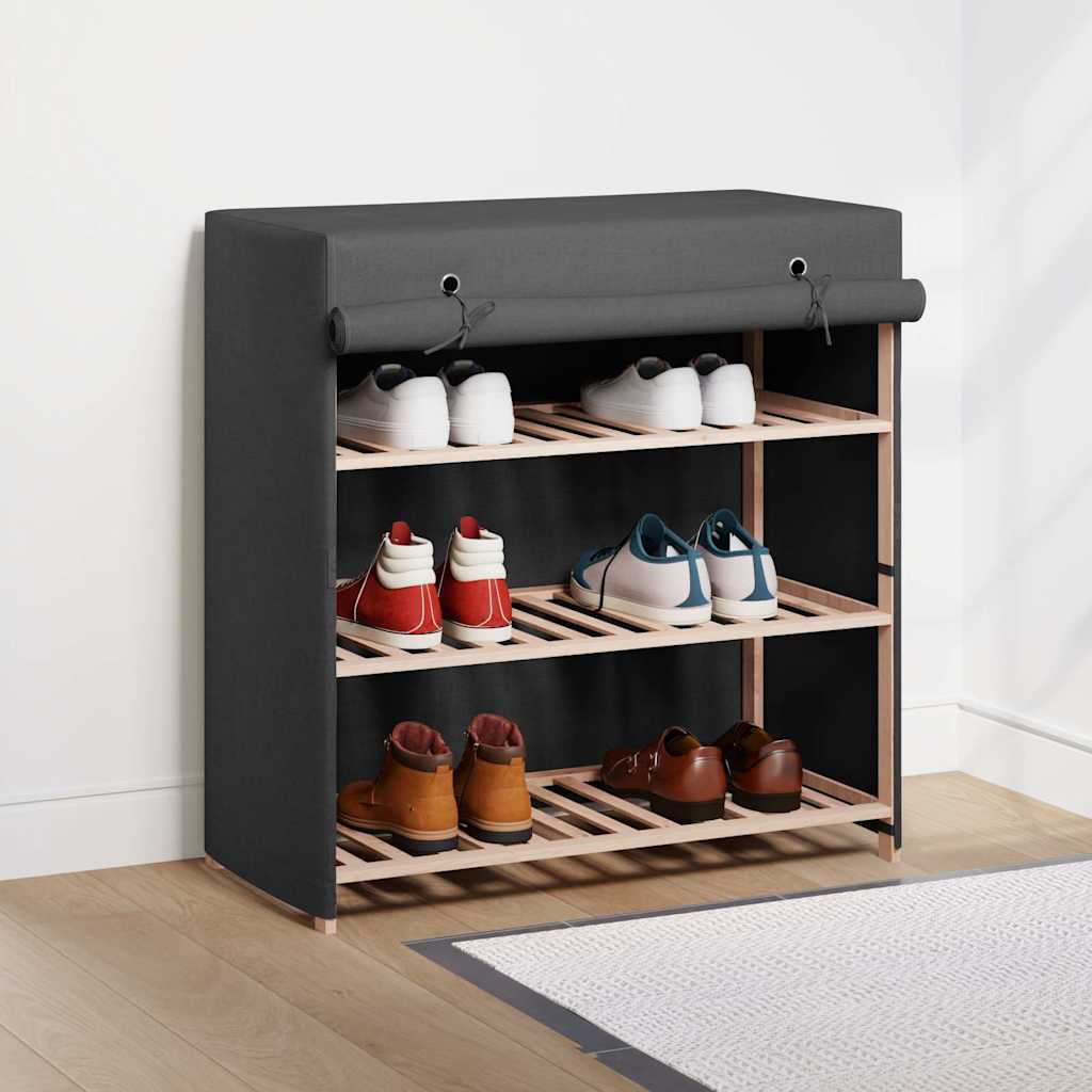 vidaXL Shoe Cabinet | Grey | Fabric and solid fir wood | Medium | Light Weight 1