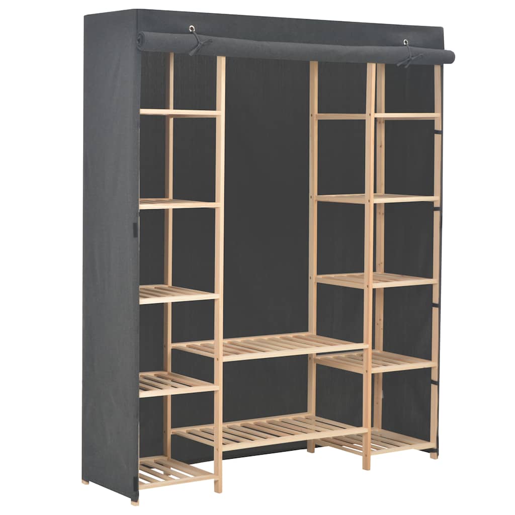 vidaXL Wardrobe | Grey | Fabric and solid fir wood | 135 cm x 40 cm x 170 cm 1