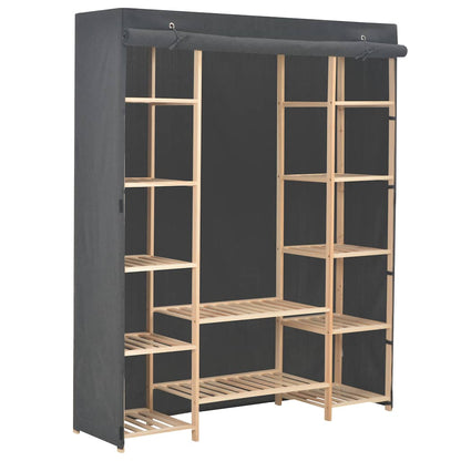 vidaXL Wardrobe | Grey | Fabric and solid fir wood | 135 cm x 40 cm x 170 cm 1