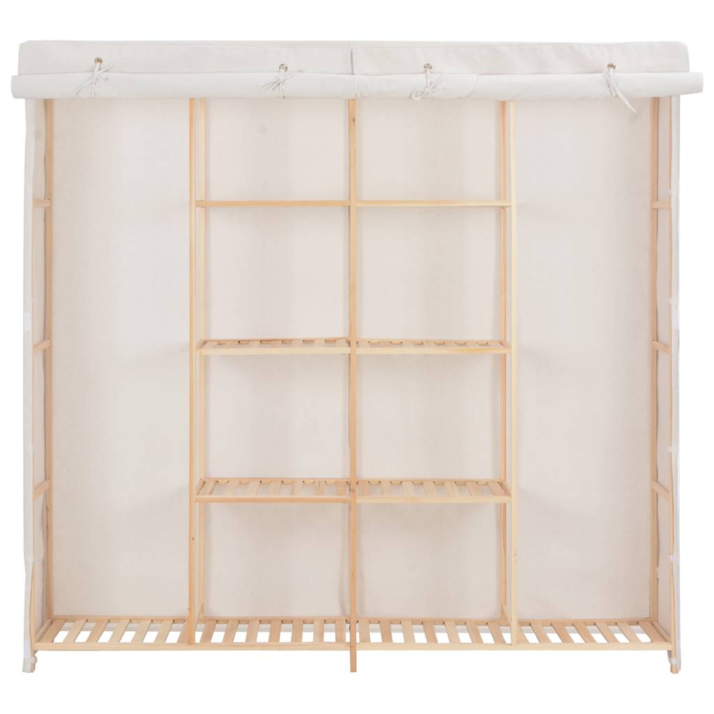 vidaXL Wardrobe | White | Cotton and Polyester fabric, Solid fir wood 2